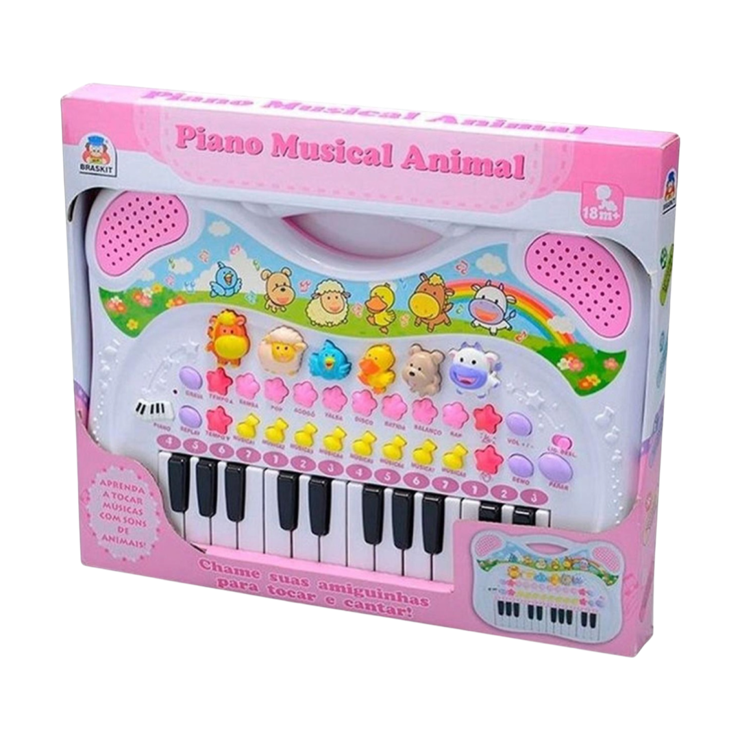 Mini Teclado Pianinho Infantil Sons Brinquedos Bebê Musical Cor Rosa
